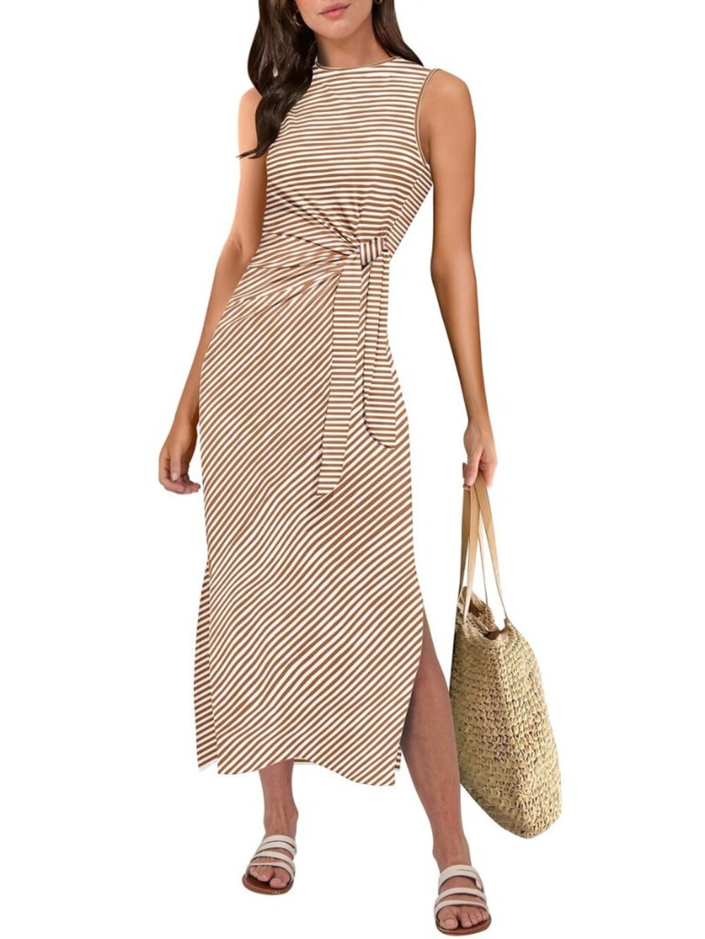 Women's Sleeveless T-Shirt Midi Tank Dress